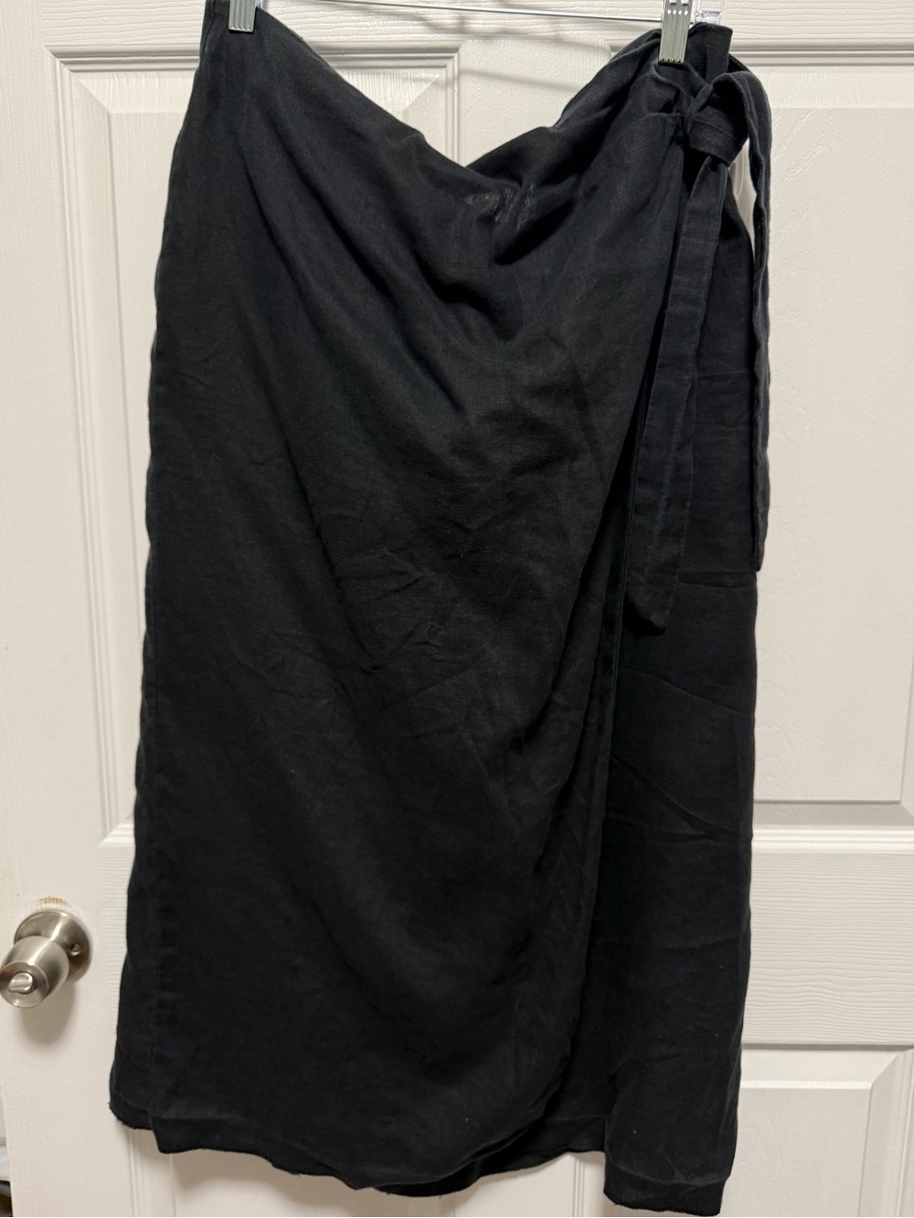 Mango Black Wrap Midi Skirt with Side Tie
